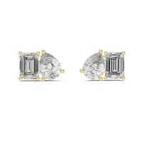 3.60ct TW Pear and Emerald Lab-Grown Diamond Stud Earrings in Yellow Gold — Verasah fine jewellery