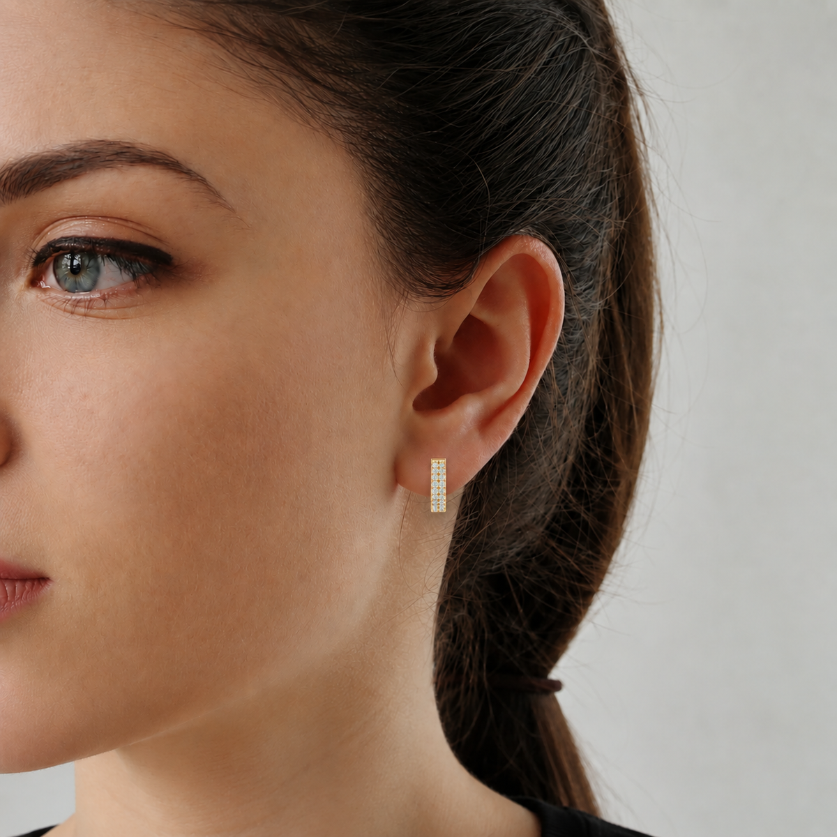 0.40ct TW Round Lab-Grown Diamond Double Row Hoop Earrings