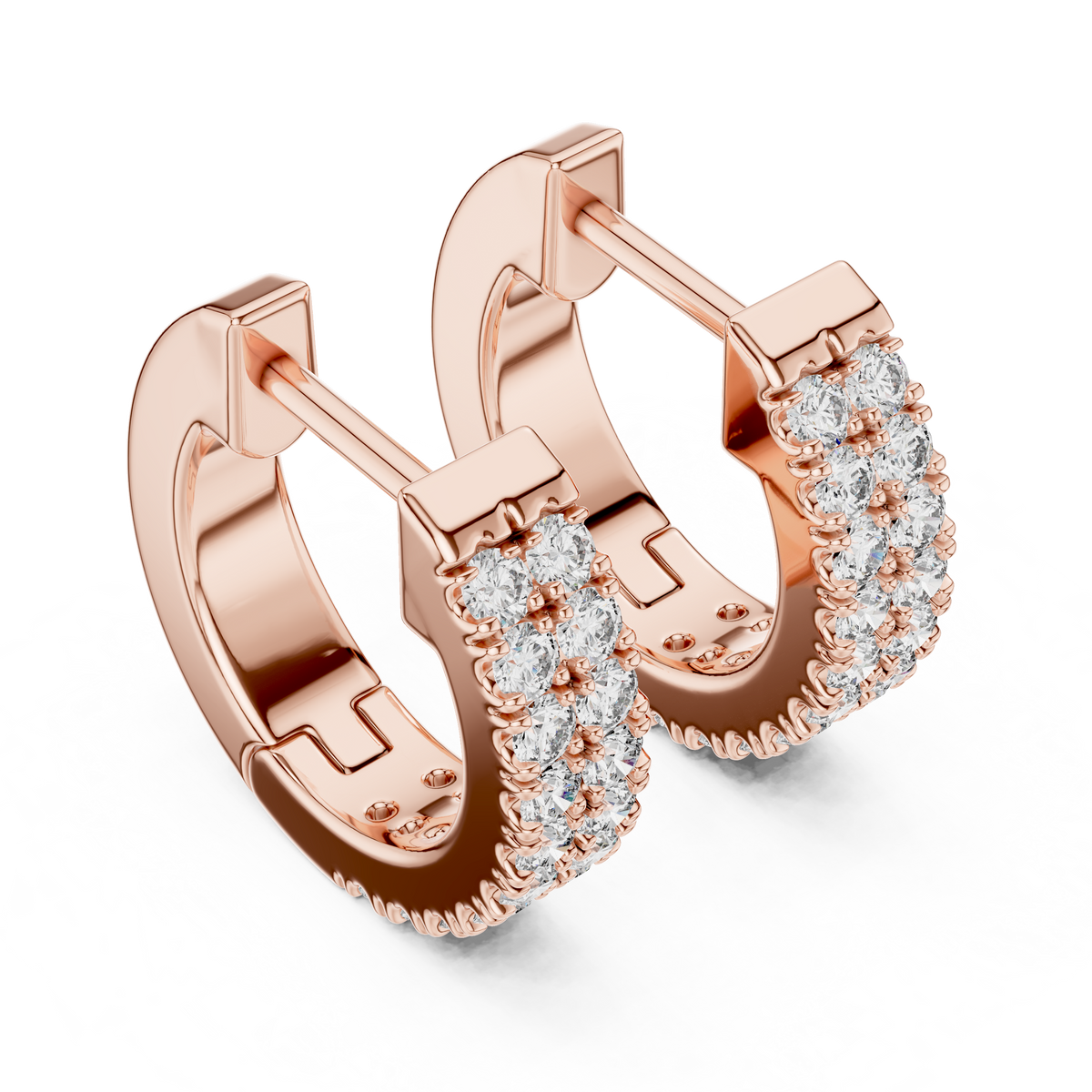 0.40ct TW Round Lab-Grown Diamond Double Row Hoop Earrings