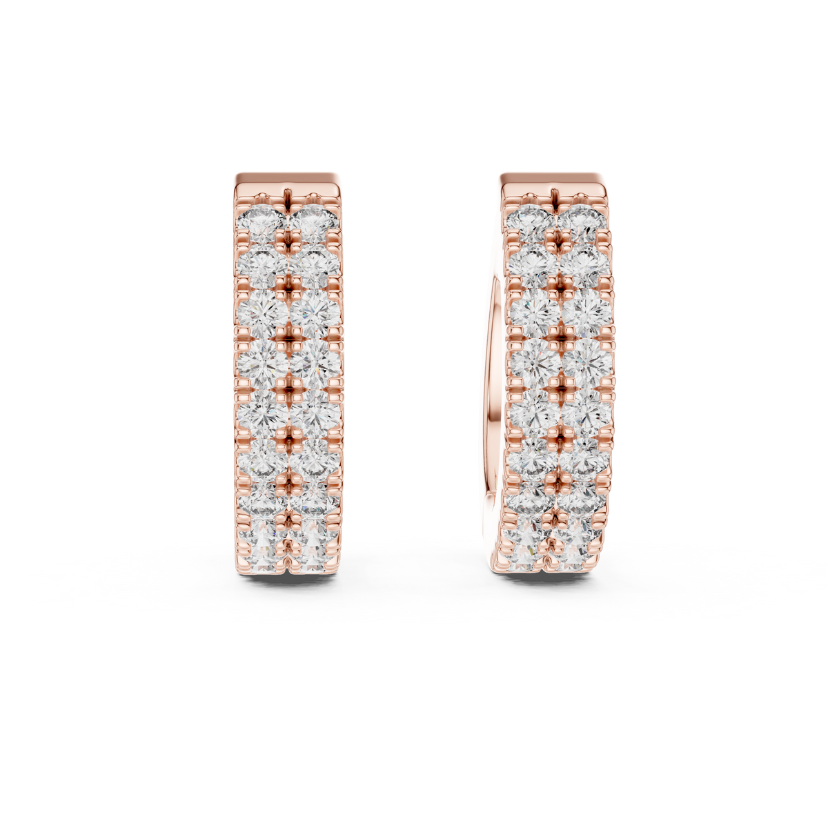 0.40ct TW Round Lab-Grown Diamond Double Row Hoop Earrings