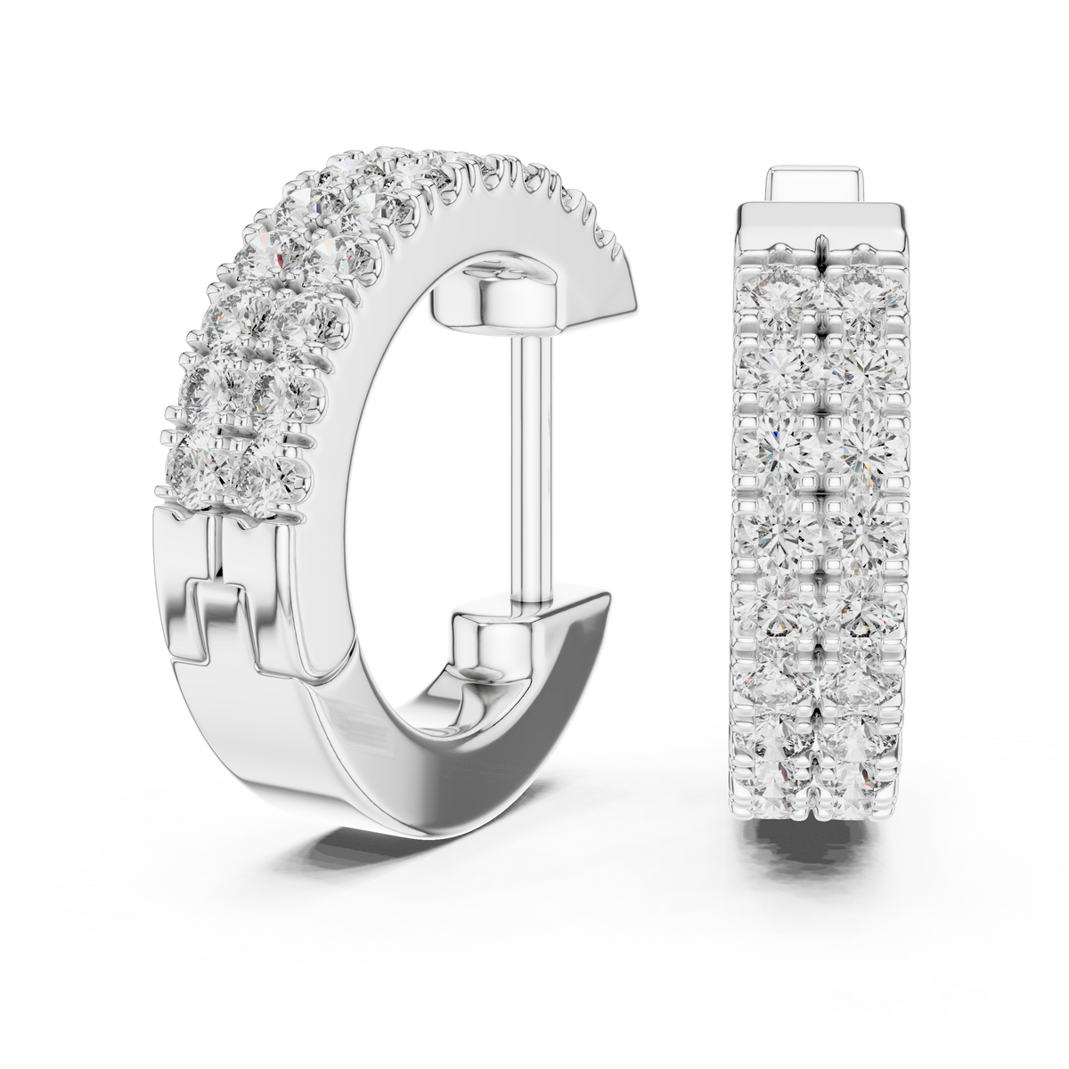 0.40ct TW Round Lab-Grown Diamond Double Row Hoop Earrings