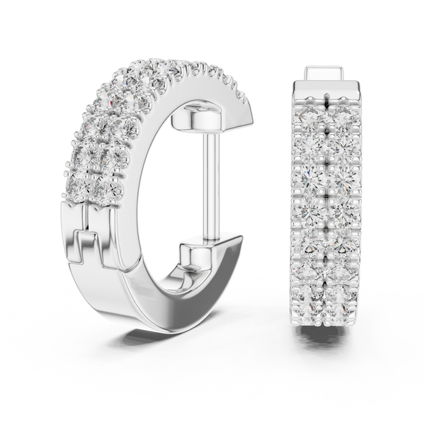 0.40ct TW Round Lab-Grown Diamond Double Row Hoop Earrings