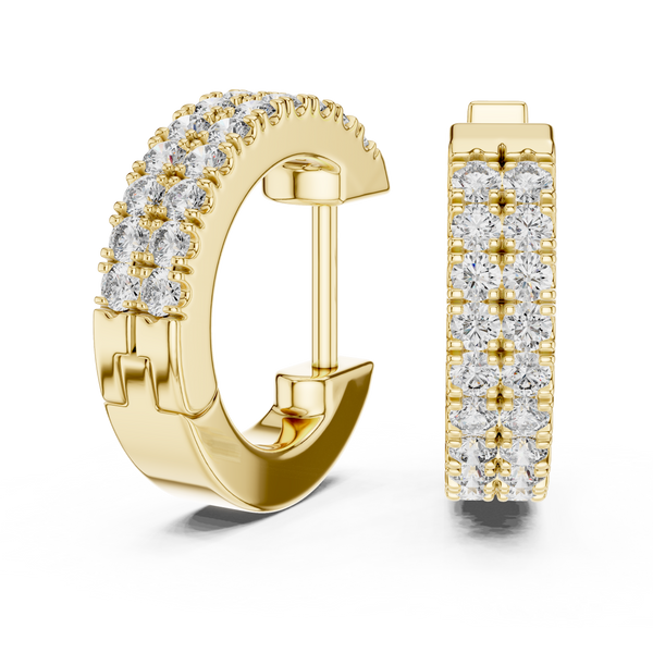 0.40ct TW Round Lab-Grown Diamond Double Row Hoop Earrings