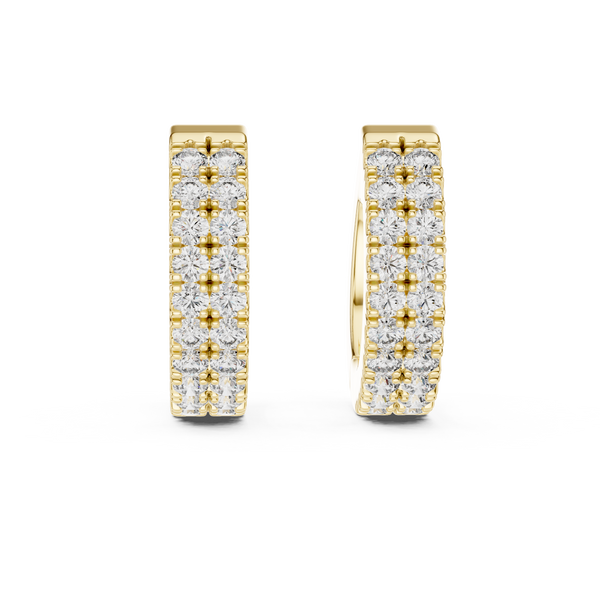 0.40ct TW Round Lab-Grown Diamond Double Row Hoop Earrings