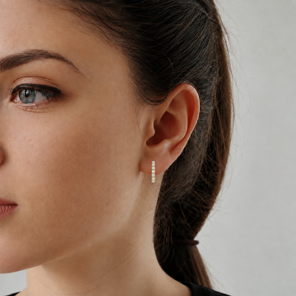 0.70ct TW Round Lab-Grown Diamond Bezel Hoop Earrings