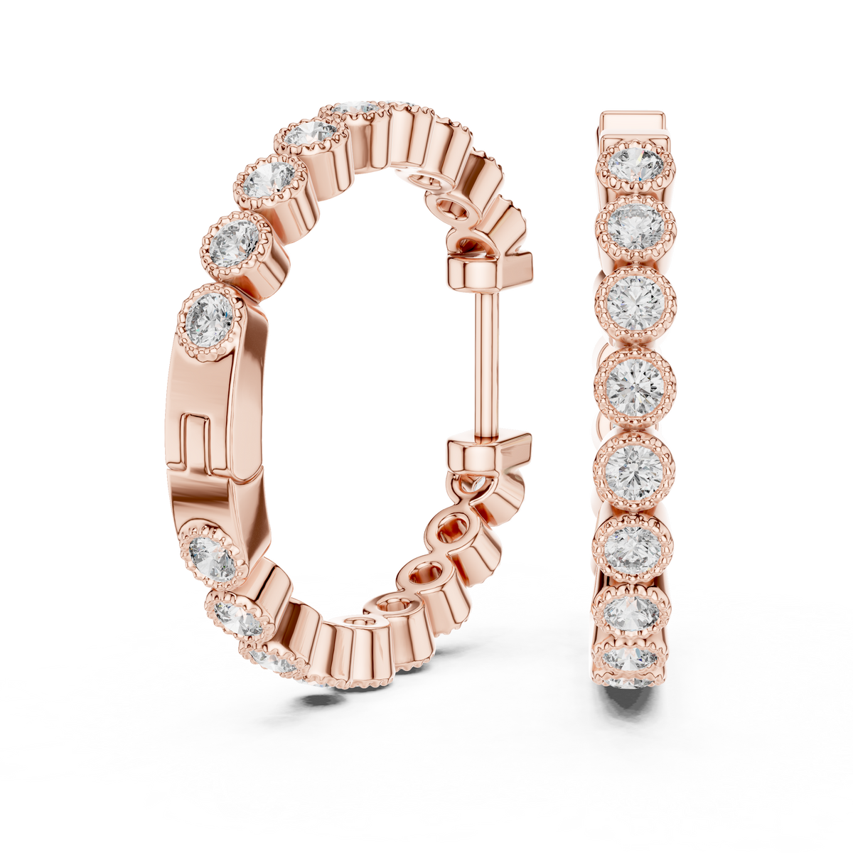 0.70ct TW Round Lab-Grown Diamond Bezel Hoop Earrings