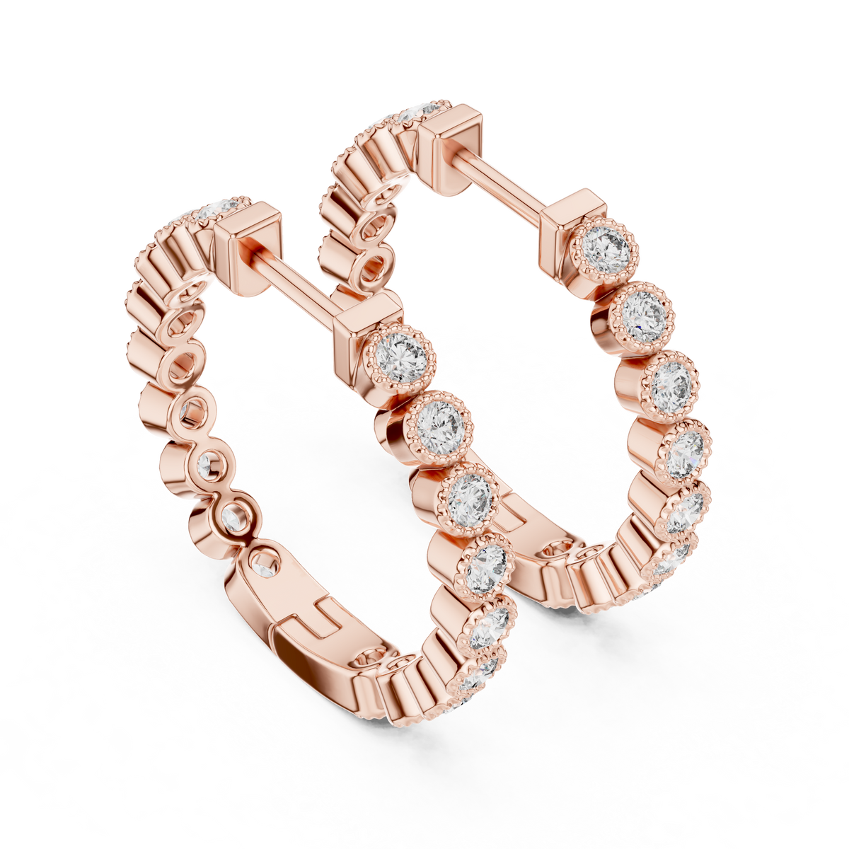 0.70ct TW Round Lab-Grown Diamond Bezel Hoop Earrings