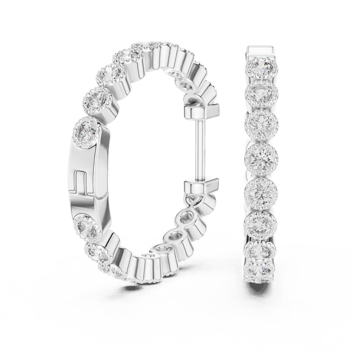 0.70ct TW Round Lab-Grown Diamond Bezel Hoop Earrings