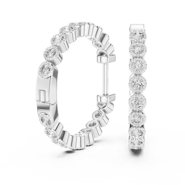0.70ct TW Round Lab-Grown Diamond Bezel Hoop Earrings
