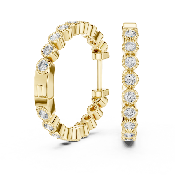 0.70ct TW Round Lab-Grown Diamond Bezel Hoop Earrings