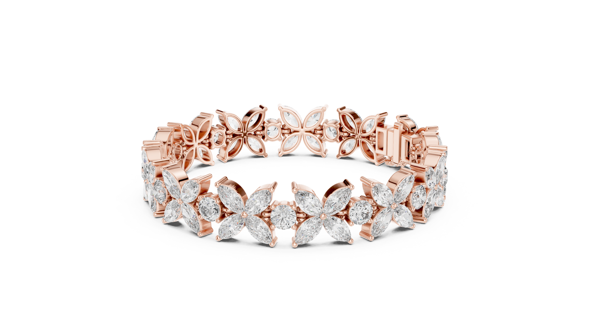 14.05ct TW Marquise and Round Lab-Grown Diamond Bracelet — En Fleur