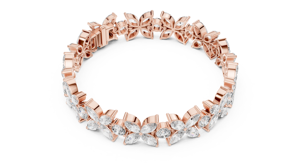14.05ct TW Marquise and Round Lab-Grown Diamond Bracelet — En Fleur