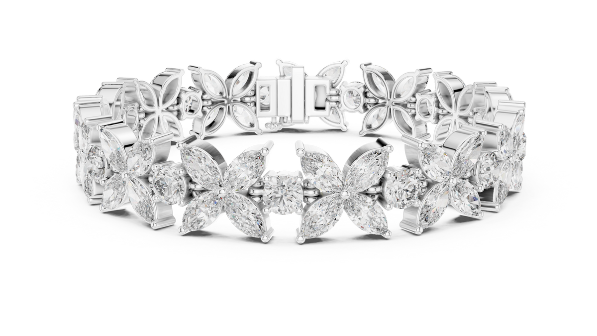 14.05ct TW Marquise and Round Lab-Grown Diamond Bracelet — En Fleur