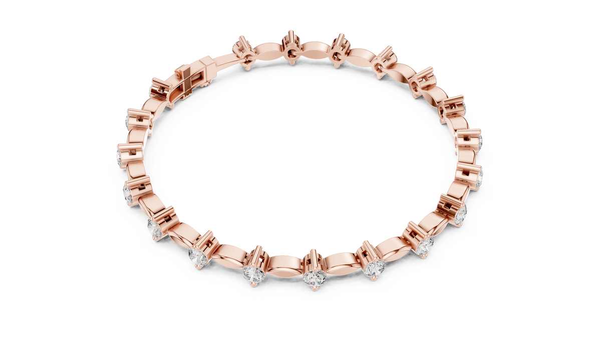 2.09ct TW Round Lab-Grown Diamond Navette Link Bracelet