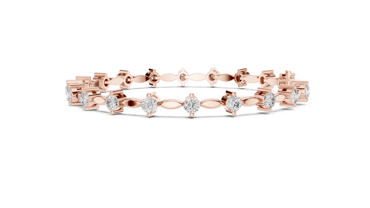 2.09ct TW Round Lab-Grown Diamond Navette Link Bracelet