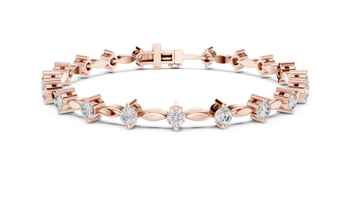2.09ct TW Round Lab-Grown Diamond Navette Link Bracelet