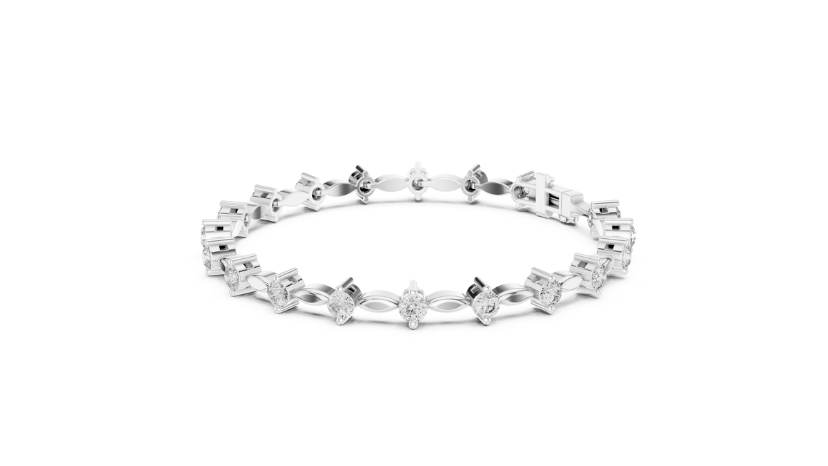 2.09ct TW Round Lab-Grown Diamond Navette Link Bracelet