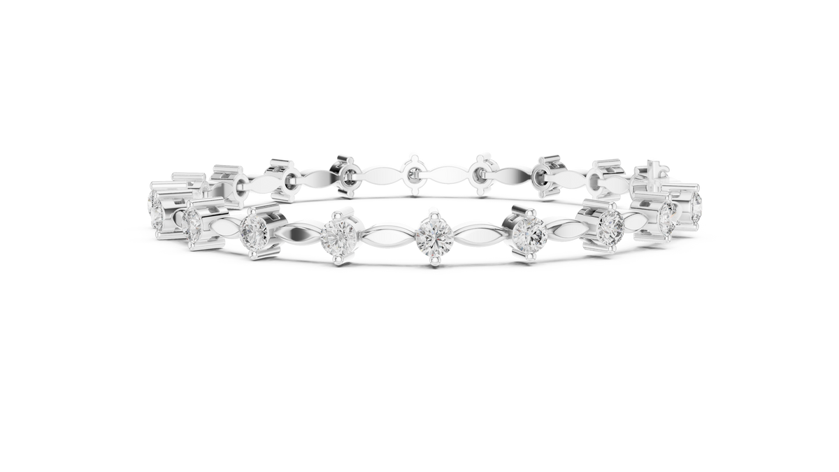 2.09ct TW Round Lab-Grown Diamond Navette Link Bracelet