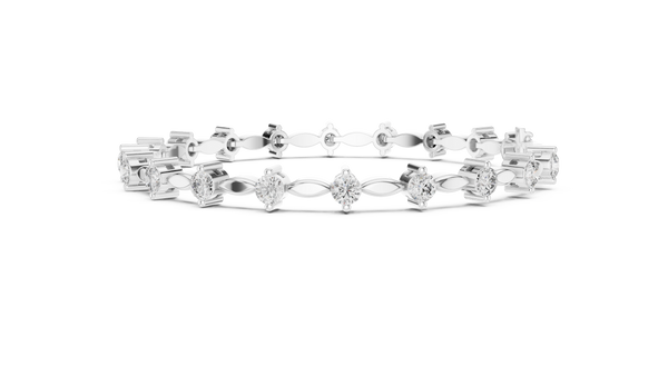 2.09ct TW Round Lab-Grown Diamond Navette Link Bracelet