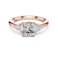 2.09ct TW Trillion and Cushion Lab-Grown Diamond Three Stone Ring in Rose Gold — Verasah fine jewellery