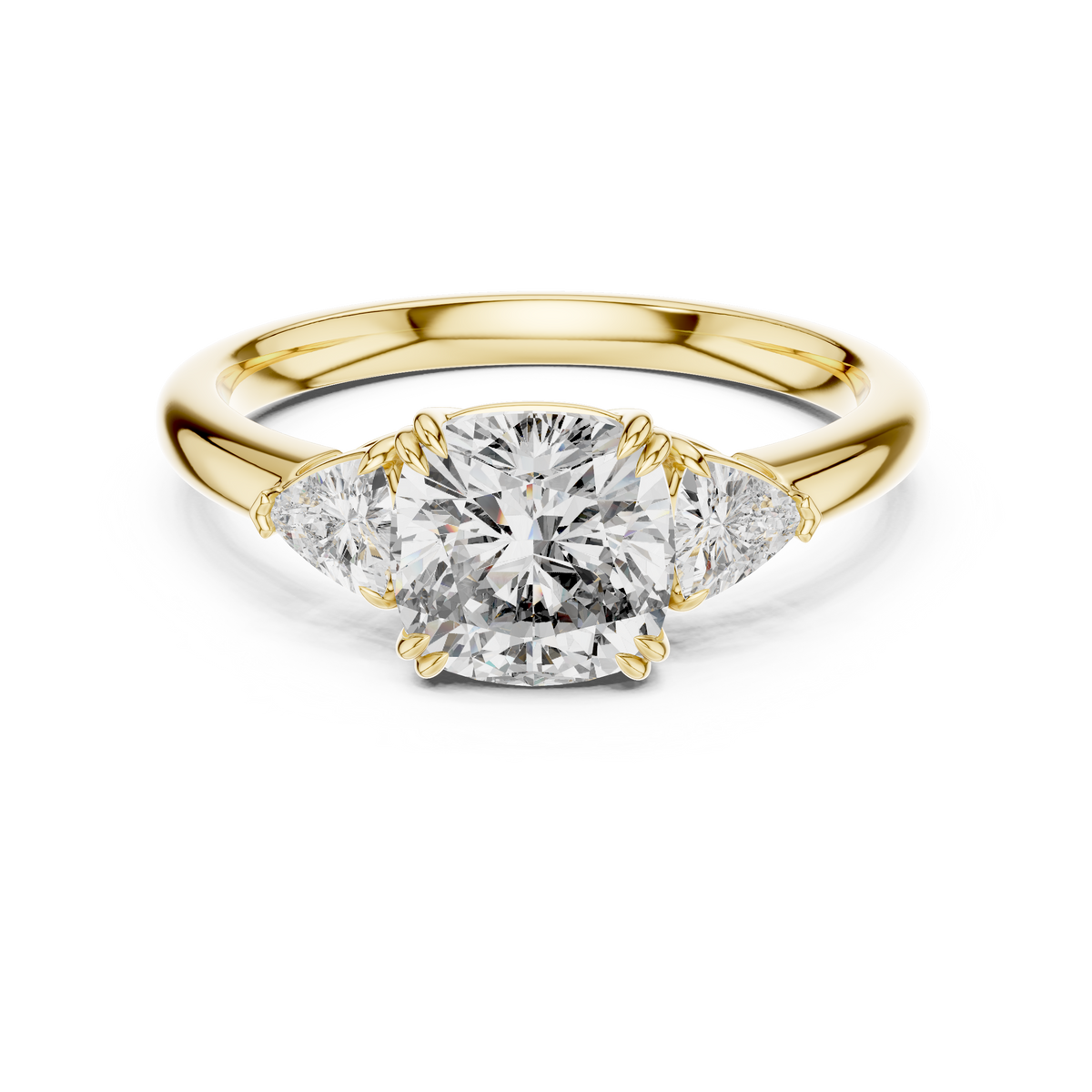 2.09ct TW Trillion and Cushion Lab-Grown Diamond Three Stone Ring