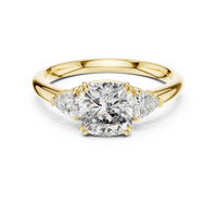 2.09ct TW Trillion and Cushion Lab-Grown Diamond Three Stone Ring in Yellow Gold — Verasah fine jewellery