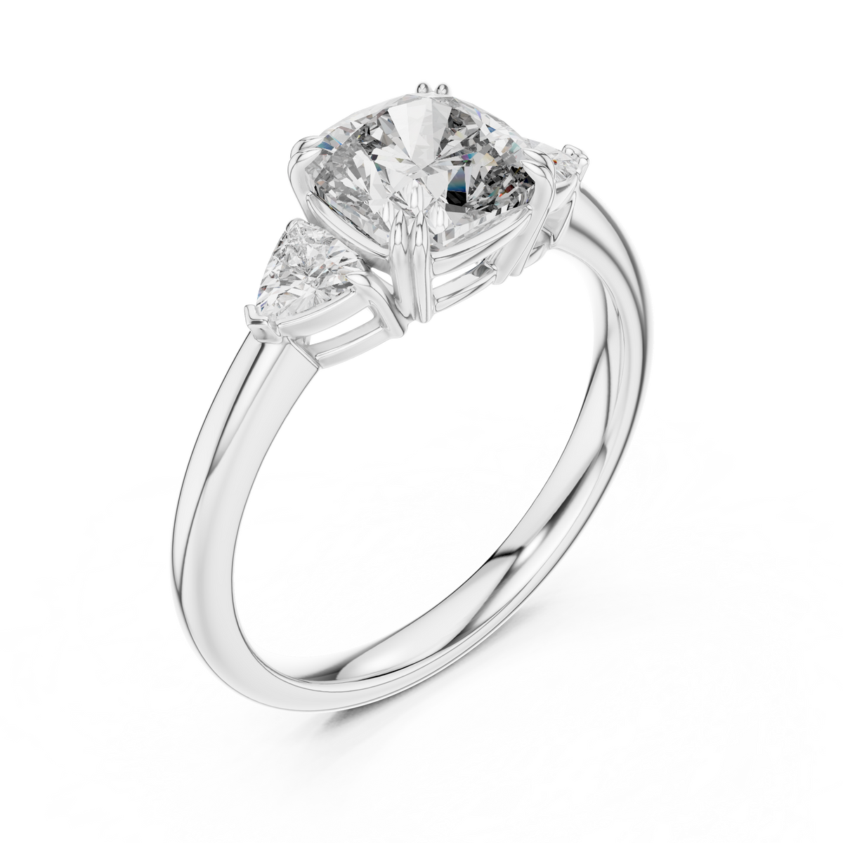2.09ct TW Trillion and Cushion Lab-Grown Diamond Three Stone Ring