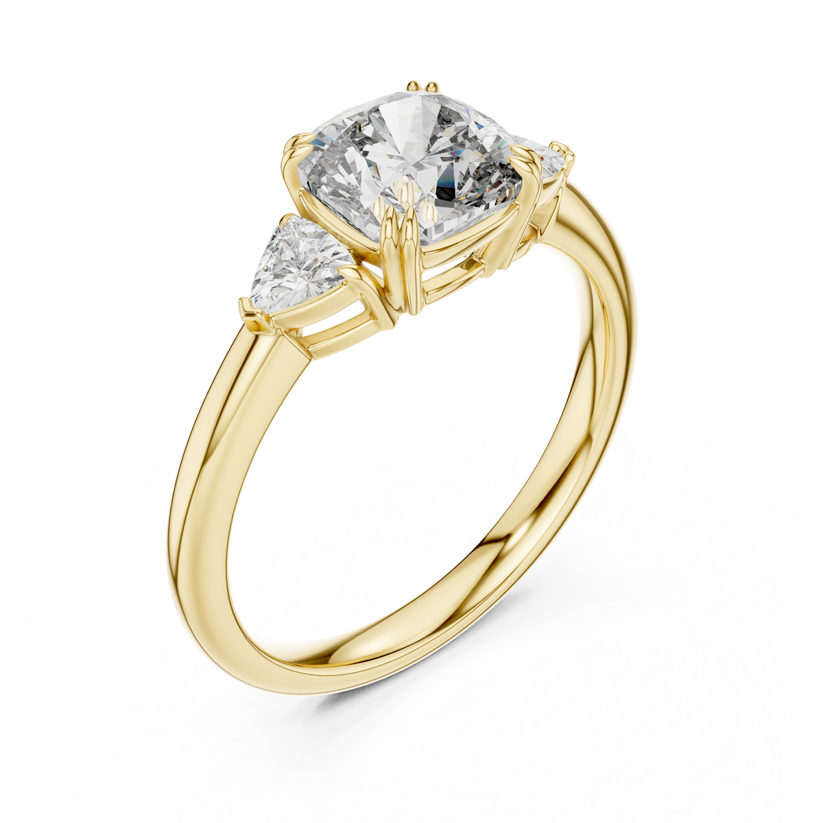 2.09ct TW Trillion and Cushion Lab-Grown Diamond Three Stone Ring