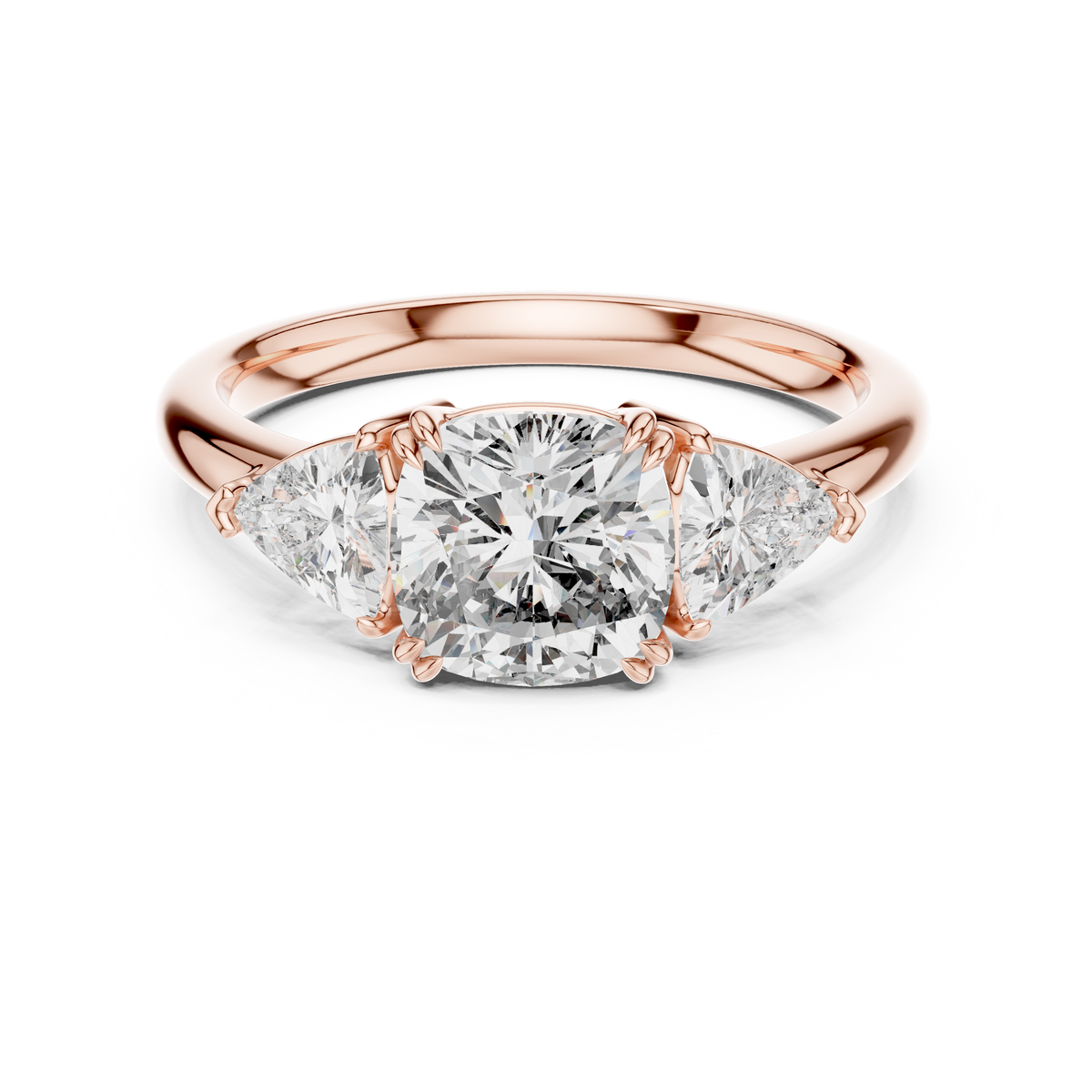 2.39ct TW Trillion and Cushion Lab-Grown Diamond Three Stone Ring