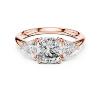 2.39ct TW Trillion and Cushion Lab-Grown Diamond Three Stone Ring in Rose Gold — Verasah fine jewellery