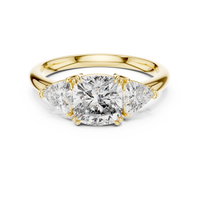 2.39ct TW Trillion and Cushion Lab-Grown Diamond Three Stone Ring in Yellow Gold — Verasah fine jewellery