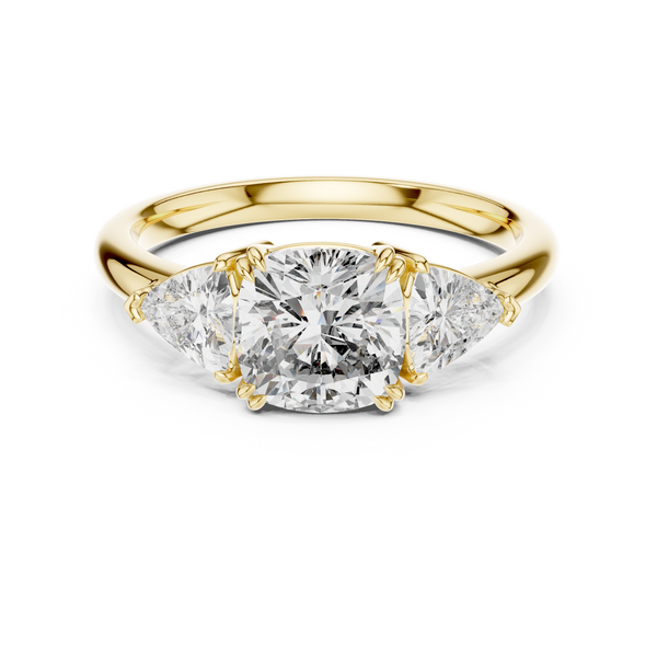 2.39ct TW Trillion and Cushion Lab-Grown Diamond Three Stone Ring