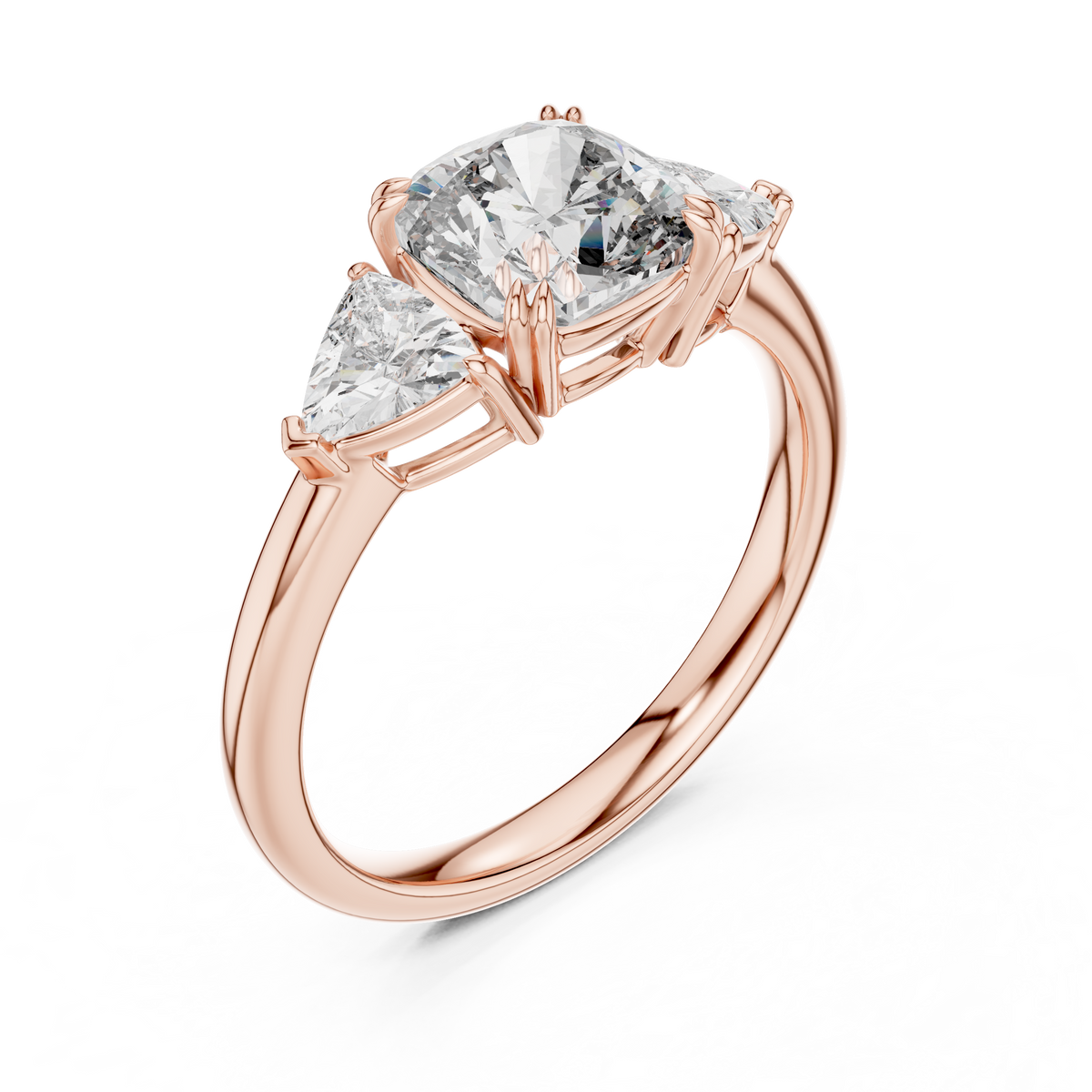 2.39ct TW Trillion and Cushion Lab-Grown Diamond Three Stone Ring