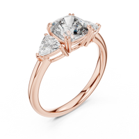 2.39ct TW Trillion and Cushion Lab-Grown Diamond Three Stone Ring in Rose Gold — Verasah fine jewellery