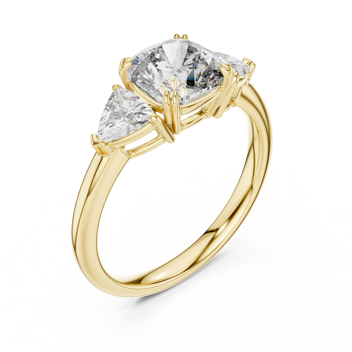 2.39ct TW Trillion and Cushion Lab-Grown Diamond Three Stone Ring