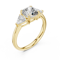 2.39ct TW Trillion and Cushion Lab-Grown Diamond Three Stone Ring in Yellow Gold — Verasah fine jewellery