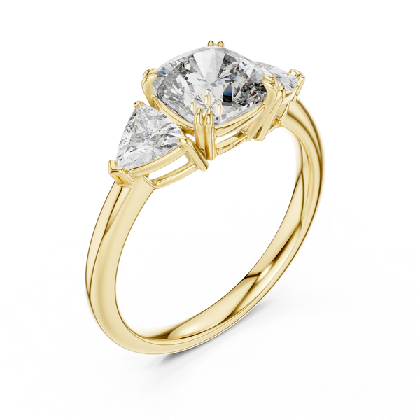 2.39ct TW Trillion and Cushion Lab-Grown Diamond Three Stone Ring