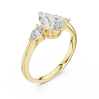 1.53ct TW Pear Lab-Grown Diamond Three Stone Ring in Yellow Gold — Verasah fine jewellery