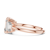 3ct TW Emerald Cut Lab-Grown Diamond Three Stone Ring in Rose Gold — Verasah fine jewellery