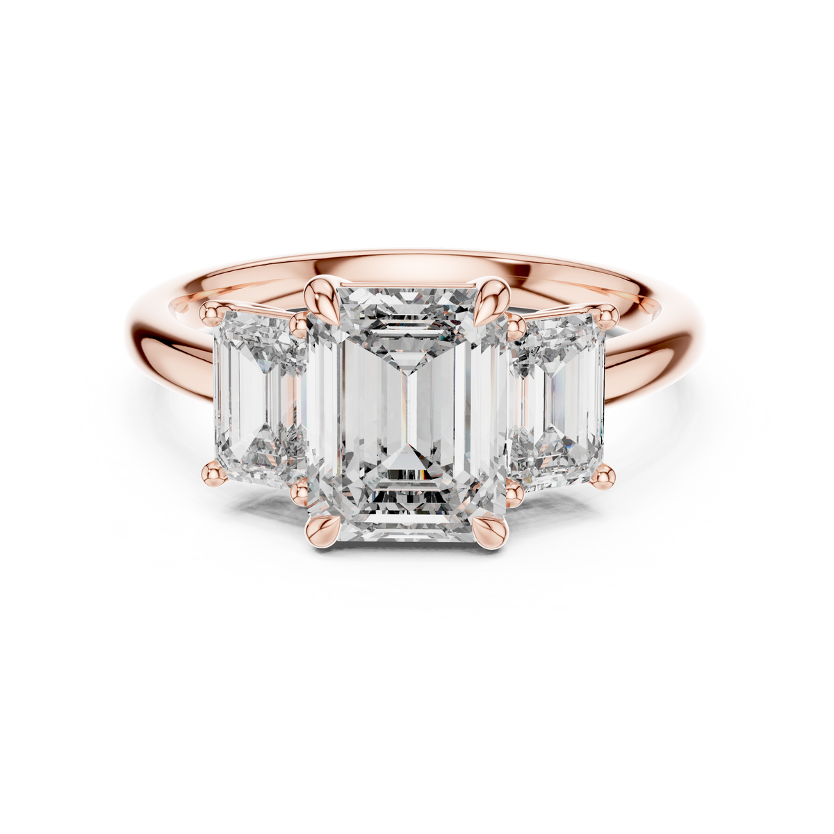 3ct TW Emerald Cut Lab-Grown Diamond Three Stone Ring
