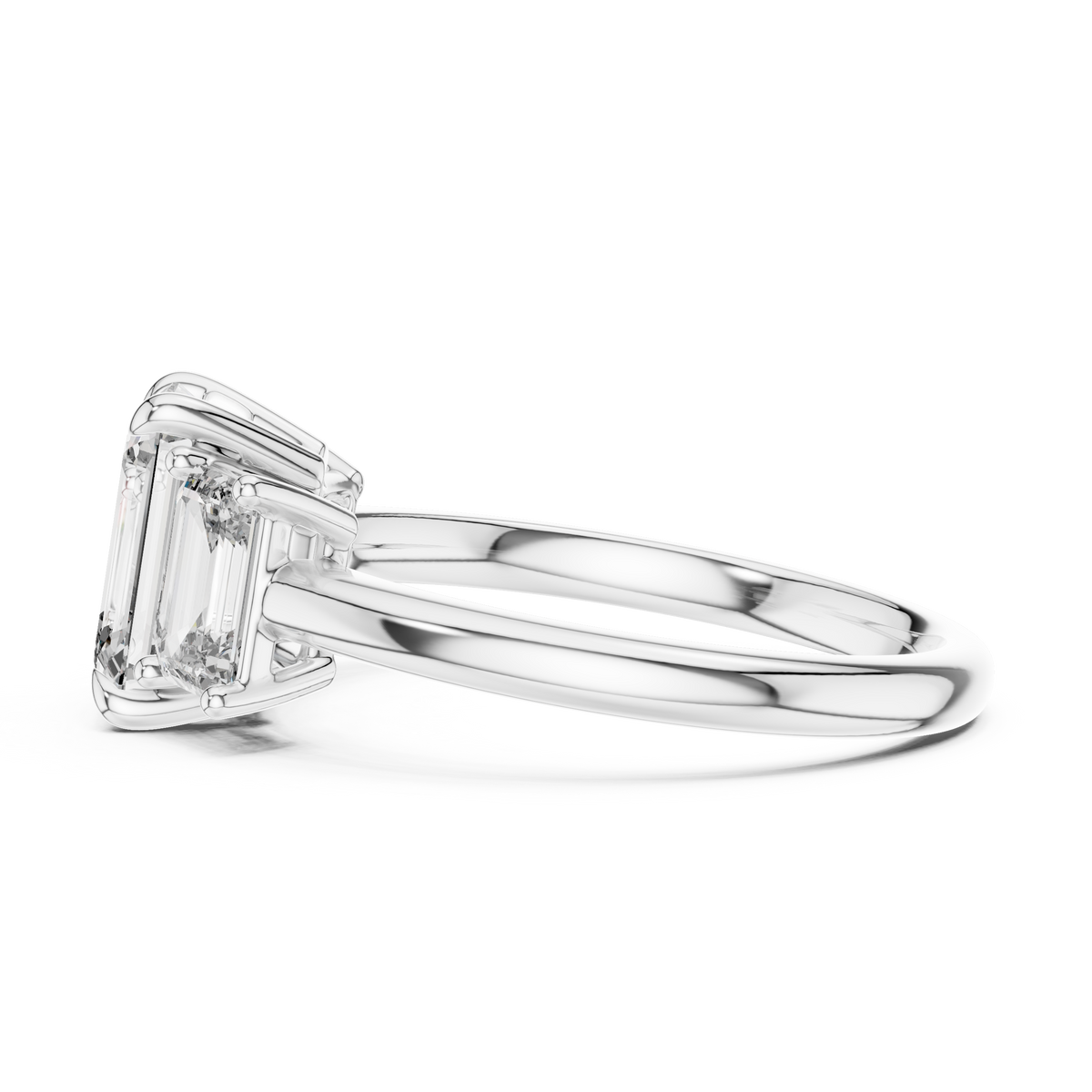3ct TW Emerald Cut Lab-Grown Diamond Three Stone Ring