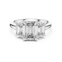 3ct TW Emerald Cut Lab-Grown Diamond Three Stone Ring in White Gold — Verasah fine jewellery