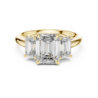 3ct TW Emerald Cut Lab-Grown Diamond Three Stone Ring in Yellow Gold — Verasah fine jewellery