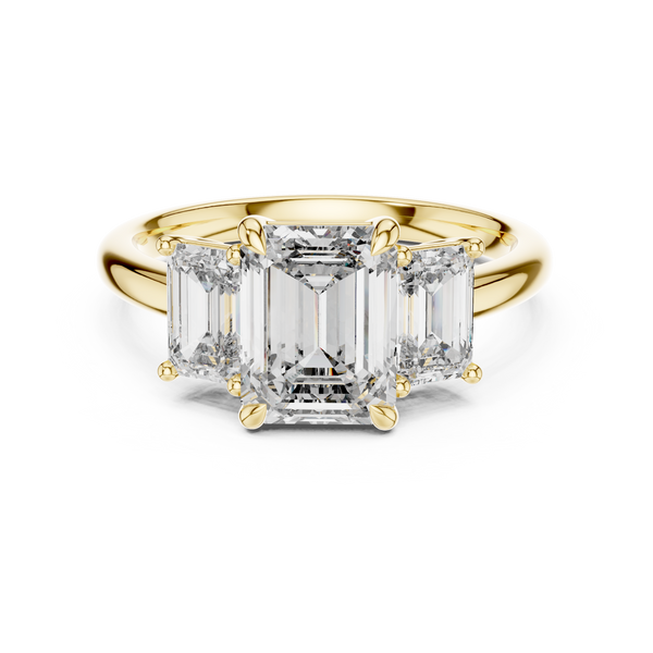 3ct TW Emerald Cut Lab-Grown Diamond Three Stone Ring
