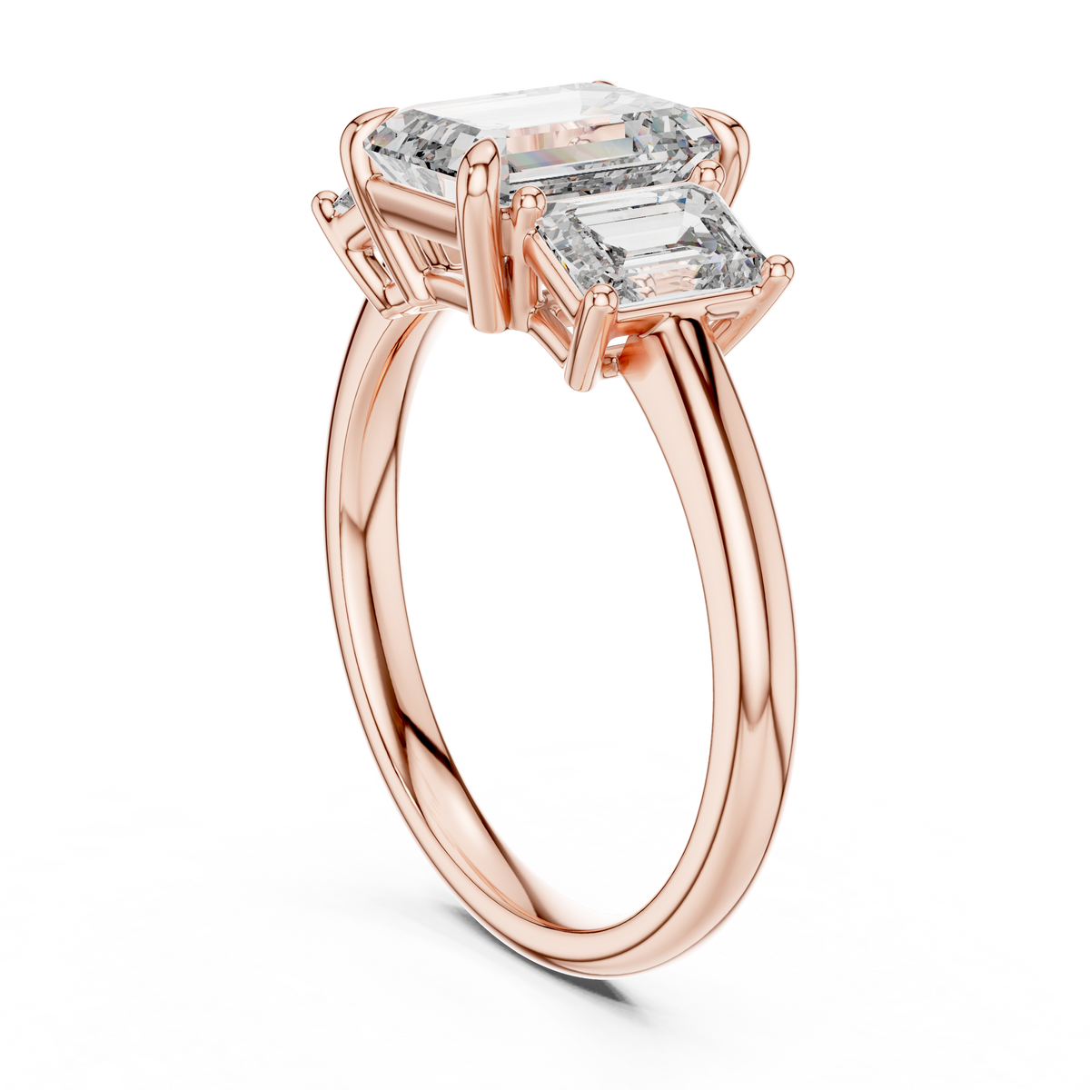 3ct TW Emerald Cut Lab-Grown Diamond Three Stone Ring