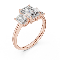 3ct TW Emerald Cut Lab-Grown Diamond Three Stone Ring in Rose Gold — Verasah fine jewellery