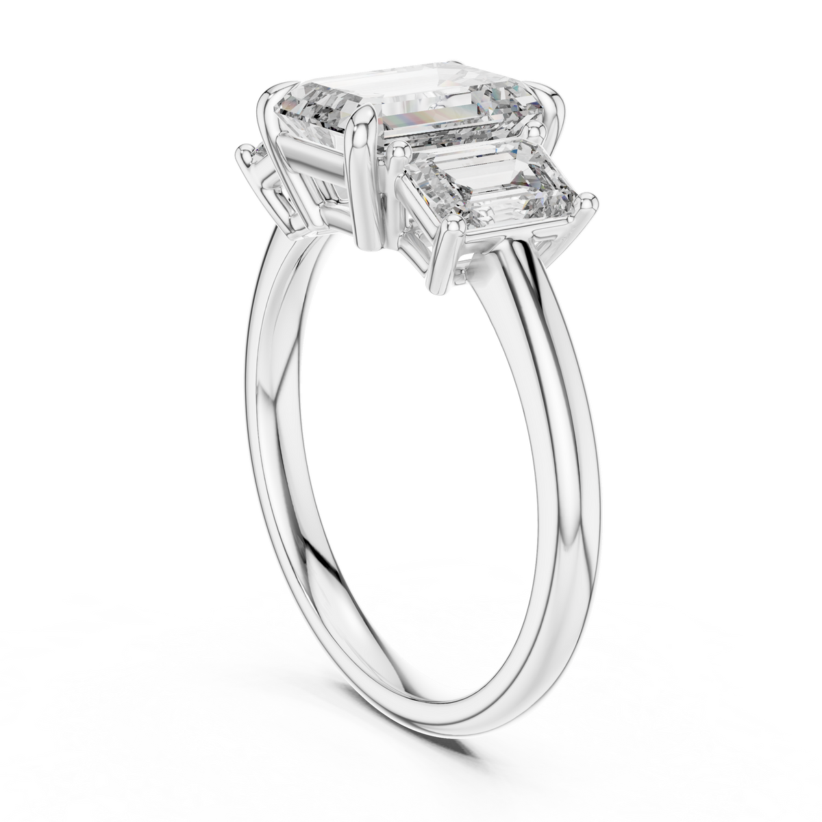3ct TW Emerald Cut Lab-Grown Diamond Three Stone Ring