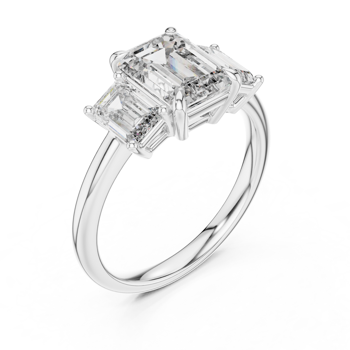 3ct TW Emerald Cut Lab-Grown Diamond Three Stone Ring