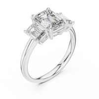 3ct TW Emerald Cut Lab-Grown Diamond Three Stone Ring in White Gold — Verasah fine jewellery