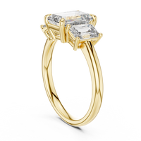 3ct TW Emerald Cut Lab-Grown Diamond Three Stone Ring in Yellow Gold — Verasah fine jewellery